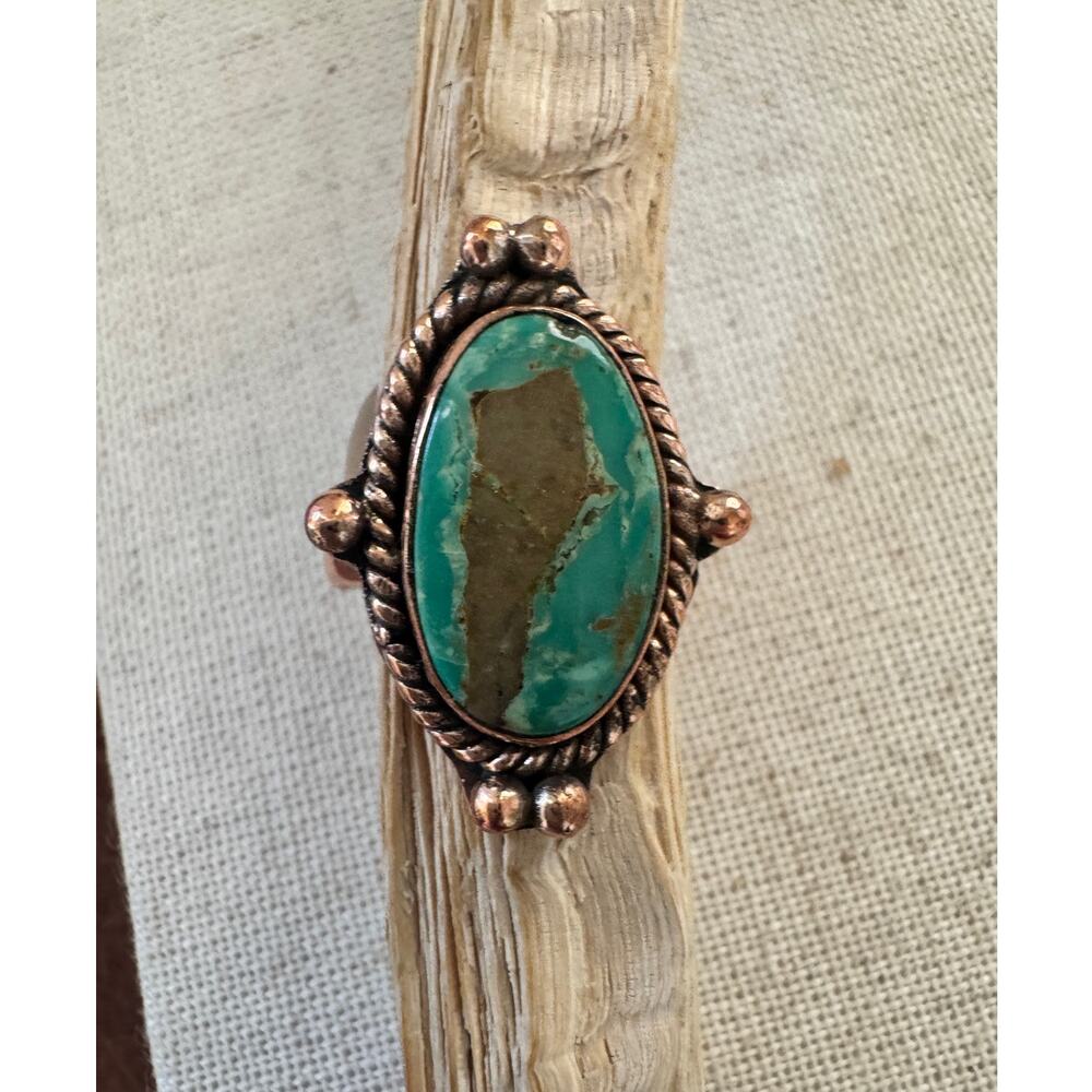 Pilot Mountain Turquoise Copper Statement Ring Adjustable NWT
